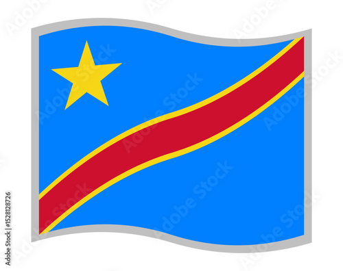 Democratic Republic of Congo Flag - Bold Blue, Yellow, and Red National Emblem
