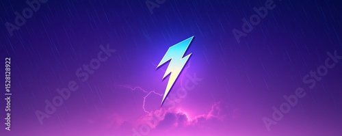Vector lightning bolt icon on a purple-blue stormy sky background