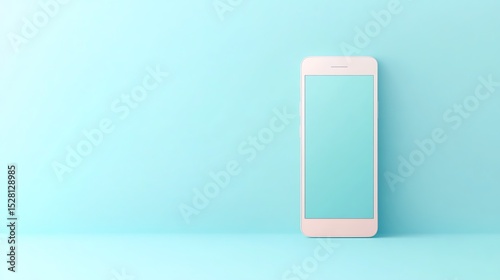 Vector smartphone icon sharply contrasted against a soft baby blue solid background