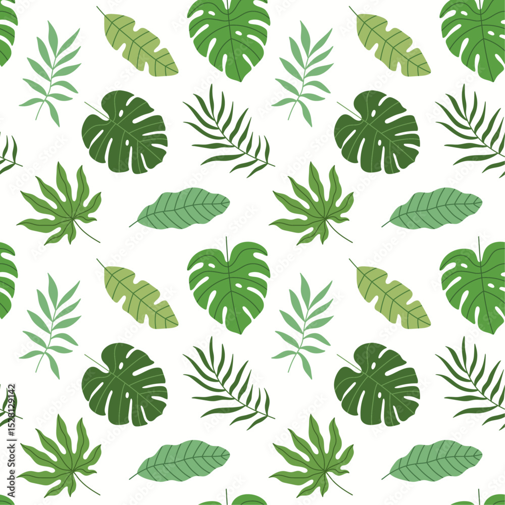 Seamless vector pattern with tropical leaves. Seamless vector pattern with tropical leaves.