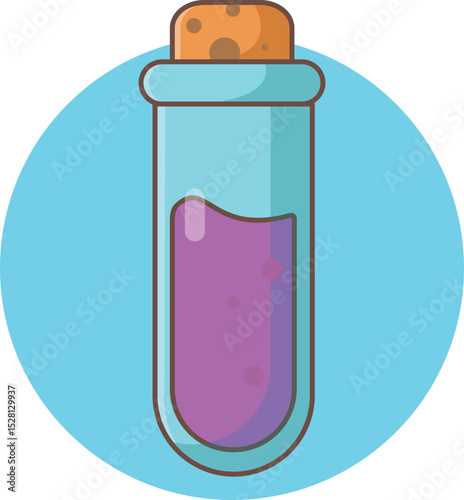 Beaker Glass With Chemical Liquid Cartoon Vector Icon Illustration. Science Laboratory Icon Concept Isolated Premium Vector. Flat Cartoon Style 