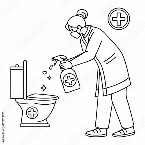 Toilet Hygiene Editable Line Icons Vector