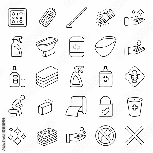 Toilet Hygiene Editable Line Icons Vector Pack 36 Outline Symbols