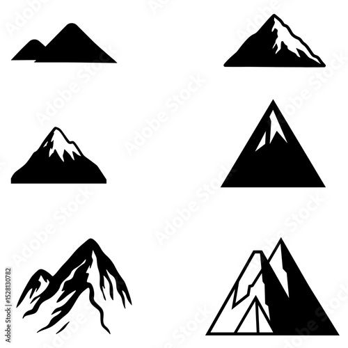 black mountain illustrations in various styles.