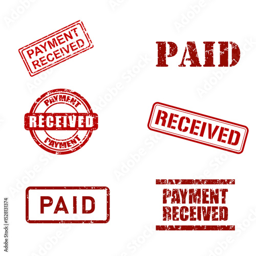 Paid red ink rubber stamp sign symbol badge grunge effect accepted approved paid tag vignette.