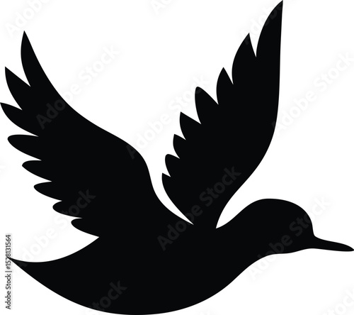 mallard wild duck flying icon. hunting wild duck silhouette vector icon