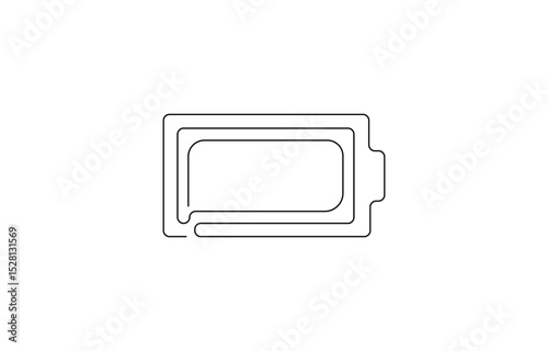 One continuous line drawing of battery charging with lightning bolt energy symbol,  Battery icon continuous one line drawing, outline drawing of Battery with bolt symbol.