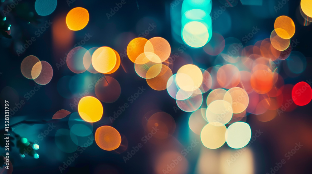 Fototapeta premium Abstract background with blurry festival lights and outdoor celebration bokeh. Colorful background. Abstract design with textured.