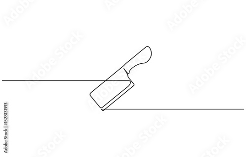 Continuous line drawing of kitchen knife. Single line illustration of knife design. Utensil, sharp, kitchen equipment,  utensils drawing in one continuous line .