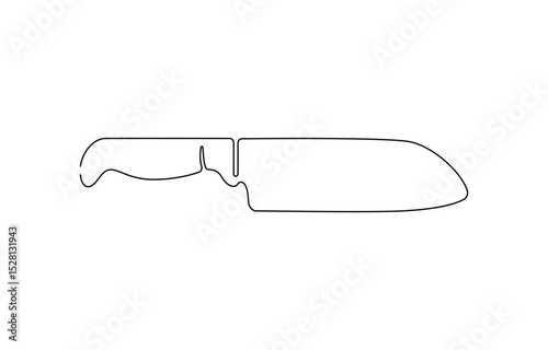 Continuous line drawing of kitchen knife. Single line illustration of knife design. Utensil, sharp, kitchen equipment,  utensils drawing in one continuous line .