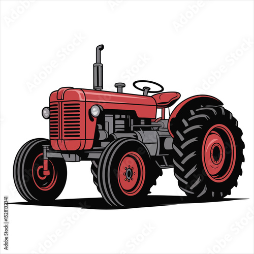 red tractor isolated on white