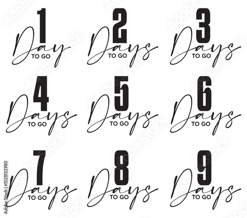 Countdown left days banner design. count time sale. Nine, eight, seven six five four three two one days left. Vector illustration.