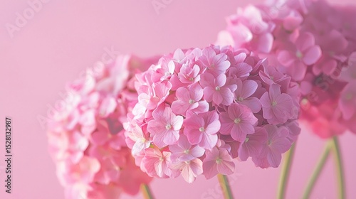 Wallpaper Mural Three pink hydrangea flowers against a soft pink background. Torontodigital.ca