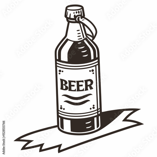 Vintage beer bottle illustration on a white background  
