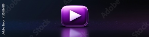 A glowing purple skip next vector action icon on a dark, glossy surface