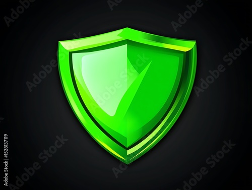 A vector health shield icon in green on a clean black background, isolated