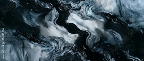 Abstract Black And White Fluid Art