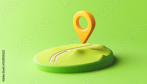 Colorful 3D vector icon for travel and navigation on a vivid lime green background