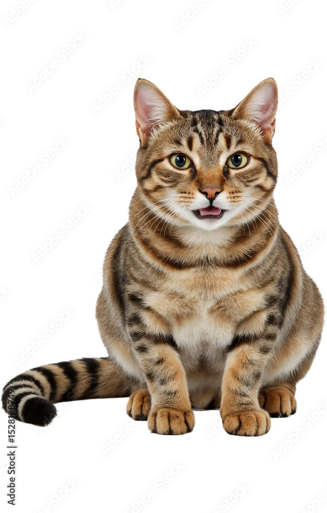 Obraz premium Smiling cat isolated on a transparent background. Great for use in creative projects, pet-themed designs, or digital content needing a cheerful feline image.