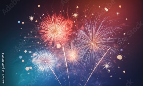 Colorful fireworks display night sky festive celebration background