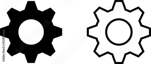 Gear set. Black gear wheel icon isolated on white background. Vector illustration.