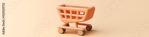 High-detail 3D vector icon for e-commerce and shopping on a warm beige background