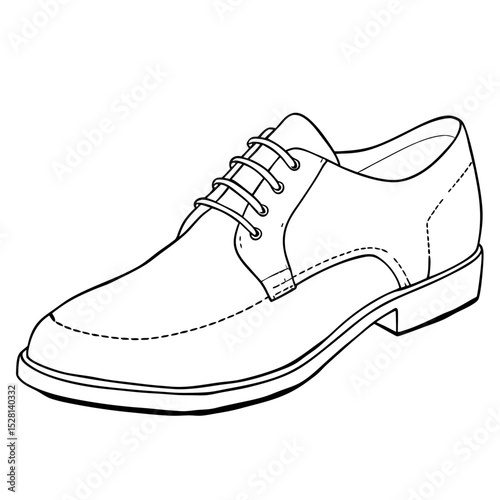 Classic dress shoe illustration with lace-up design and detailed stitching  