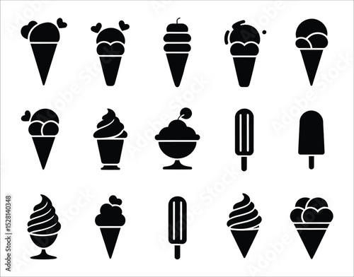 Silhouette Ice Cream Vector Set – Classic & Modern Styles