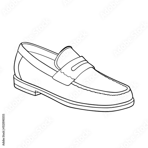 Classic loafers shoe outline in minimalist style for design projects  