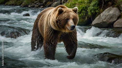 A grizzly bear listens to a chorus of water and distant birdcalls.