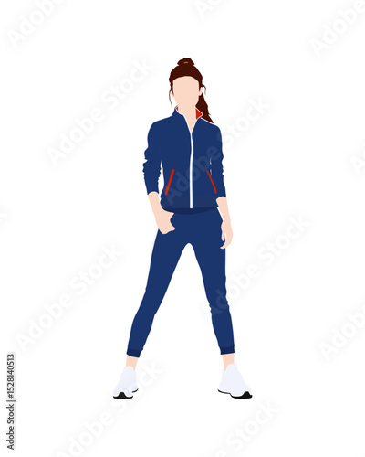 Flat vector people and illustration, woman with sport tracksuit outfit