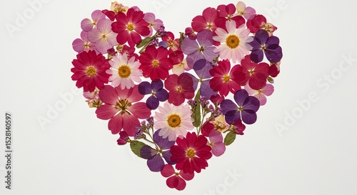 優しく輝く花びら 心形 花束 美しい自然. AI Generated