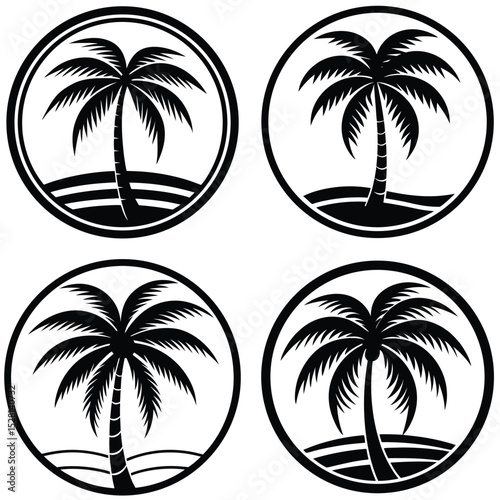 set of vector palms