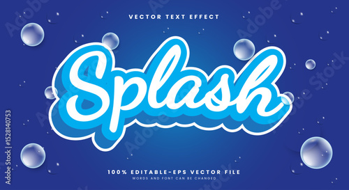 Splash bubble style 3d editable text effect template