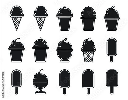Stylized Ice Cream Vector Silhouettes – Popsicles & Sundaes