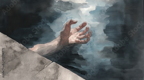 Pale Hand Reaching from Dark Pool, Grasping for Light
