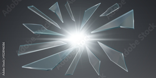 Shards of broken glass and explosion. Vector 
illustration EPS10