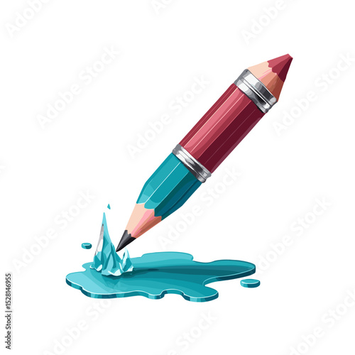 Vibrant colored pencil creating a splash of color on a white background