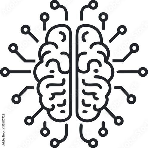vector illustration of brain connected with wires