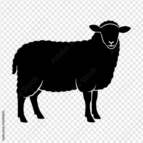 Silhouette of a Sheep Elegant Black and White Farm Animal Illustration