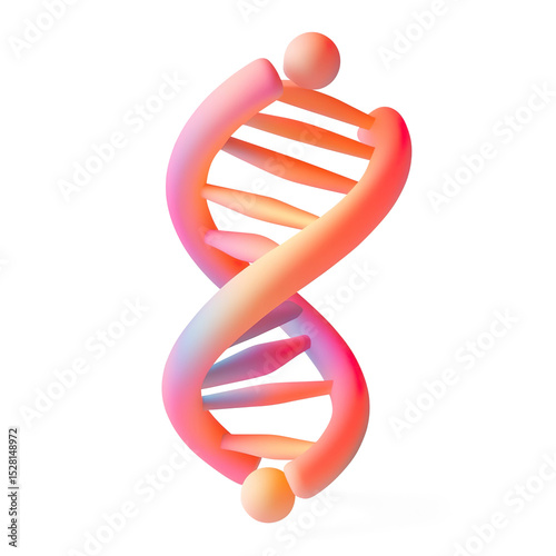 Colorful 3D DNA Double Helix Design on a Transparent Background