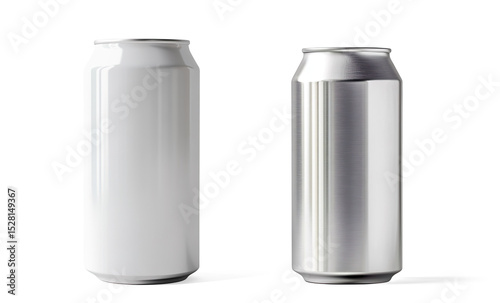 Plain White Aluminum Can on a Transparent Background
