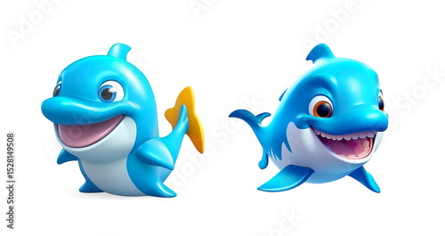 Cheerful 3D Cartoon Dolphin with a Big Smile on a Transparent Background