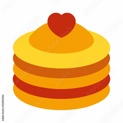 Stack of pancake with hearts color vector on white background