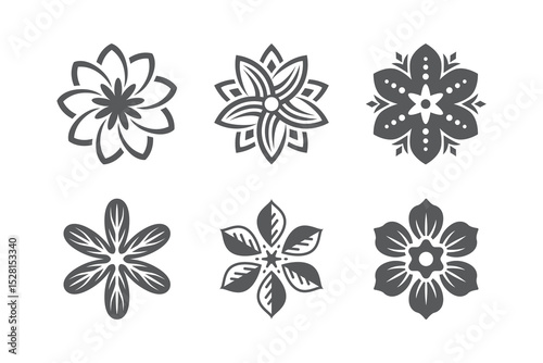Flower ornament logo and icon set. Abstract beauty flower mandala logo design collection