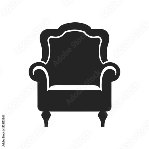Classic Armchair with Elegant Design Isolated on Black Background