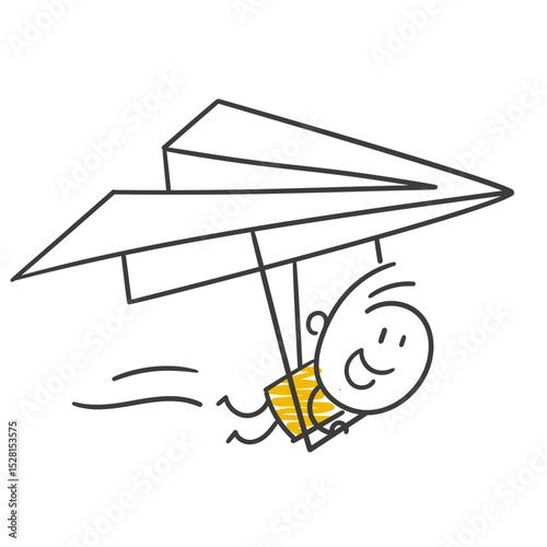 Strichfiguren / Strichmännchen: Fliegen, Starten, Papierflieger. (Nr. 858)