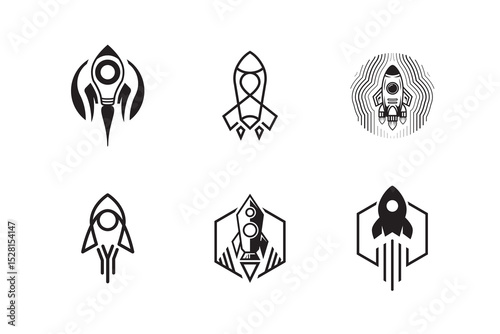 Rocket logo design template. Set of rocket icon vector illustration