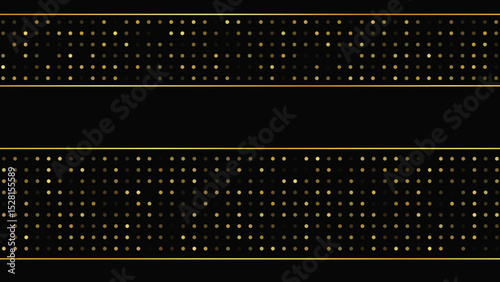 Dark background with golden lines and glittering dots