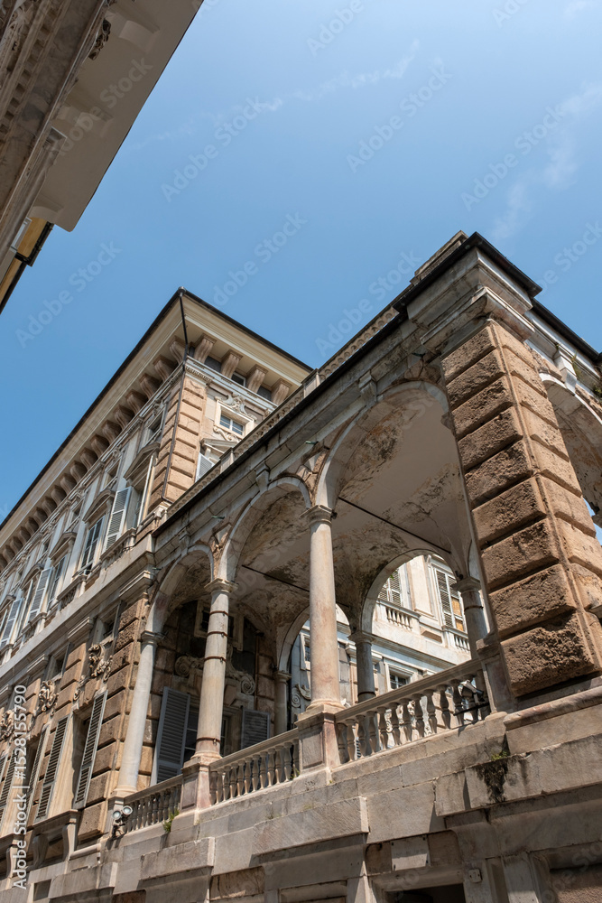 Fototapeta premium details and textures of exposed architecture in Genoa, Italy